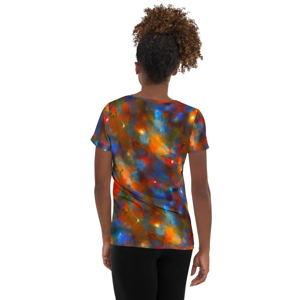 Blue Ember Bloom on Women's Athletic T-Shirt — Back