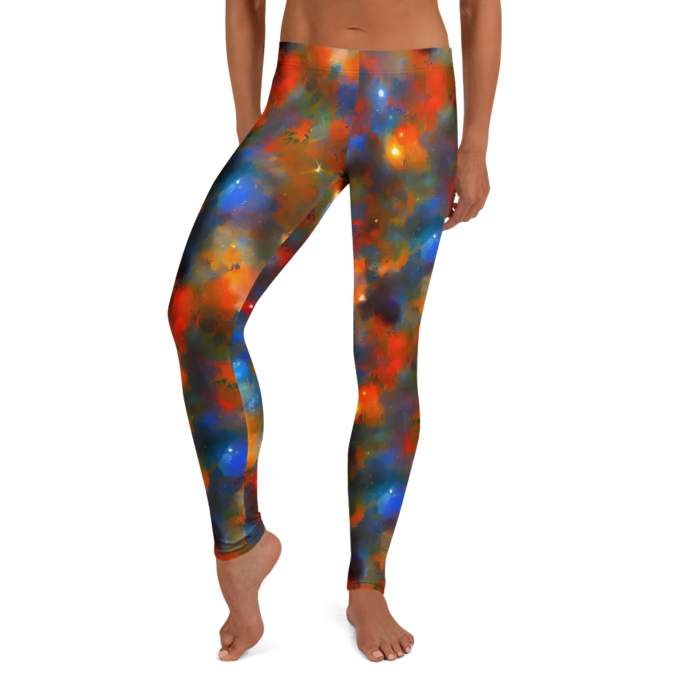 Blue Ember Bloom on Leggings — Front