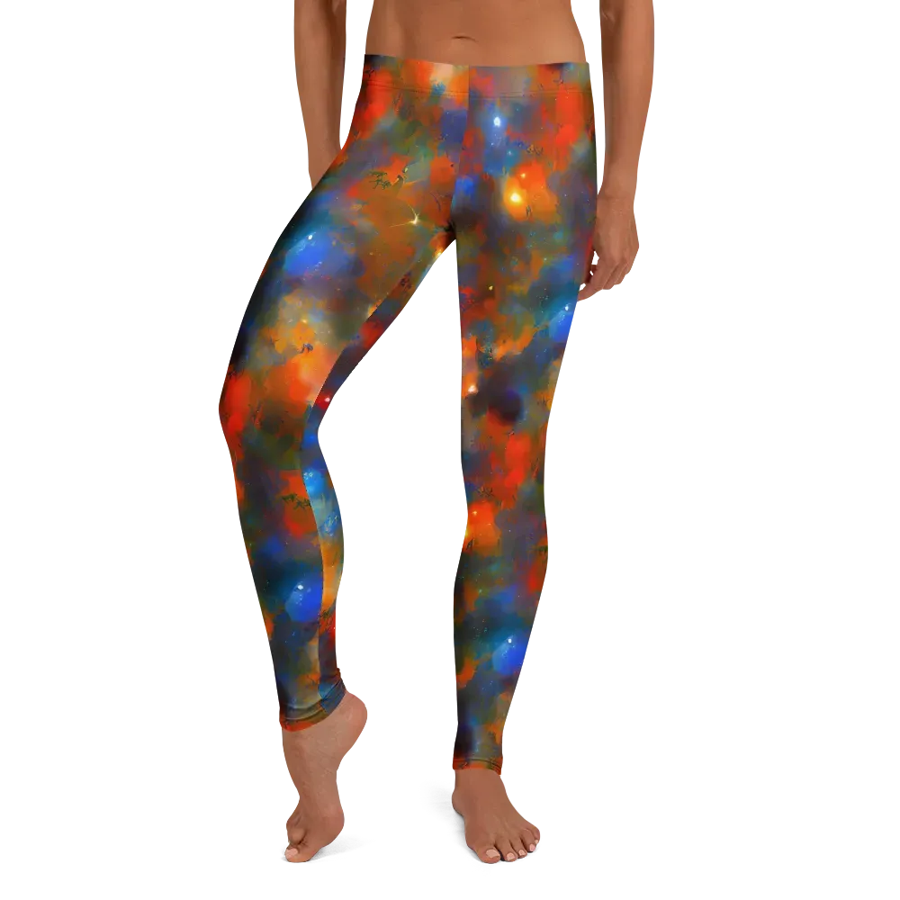 Blue Ember Bloom on Leggings — Front