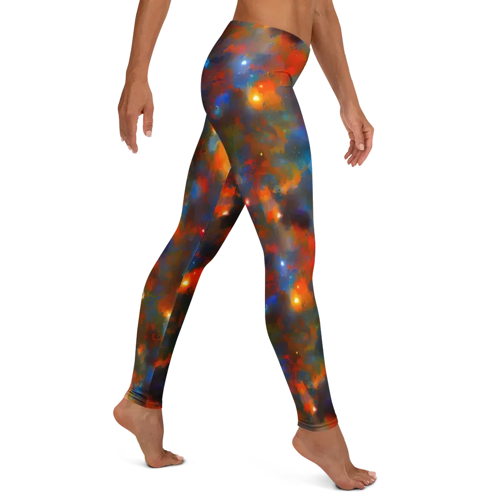 Blue Ember Bloom on Leggings — Right