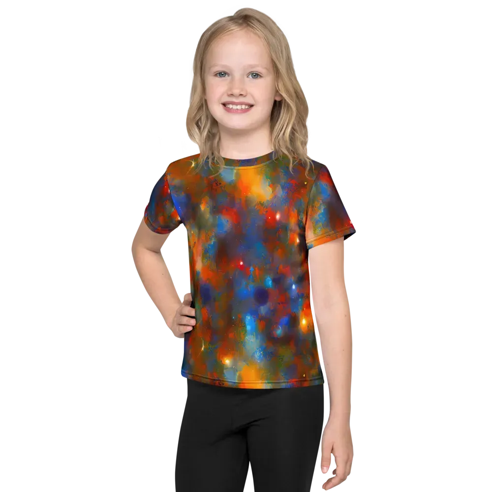 Blue Ember Bloom on Kids Crew Neck T-Shirt — Front