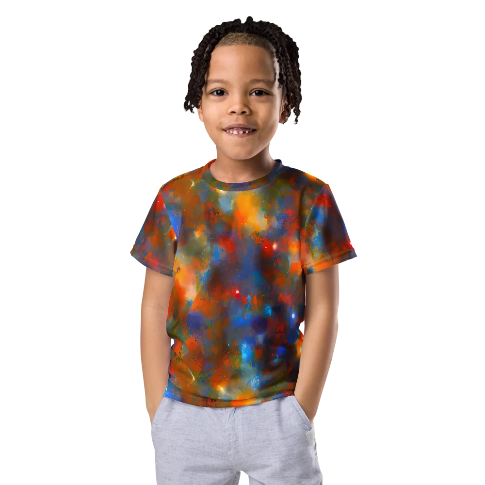 Blue Ember Bloom on Kids Crew Neck T-Shirt — Front