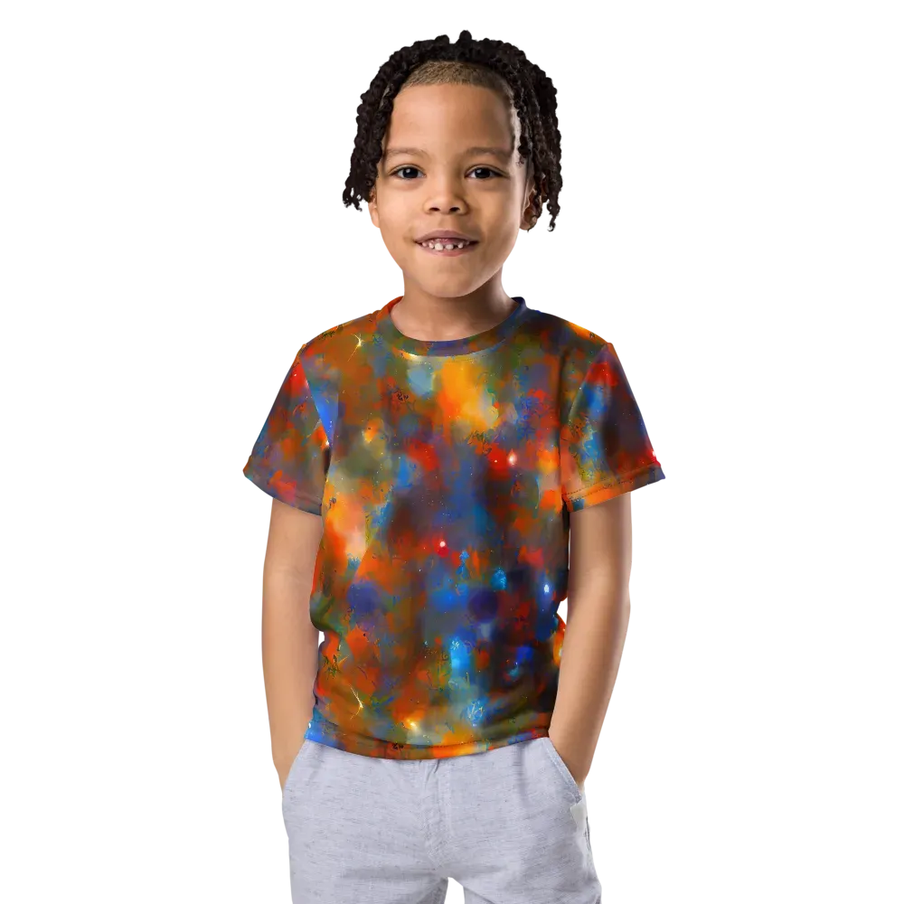Blue Ember Bloom on Kids Crew Neck T-Shirt — Front