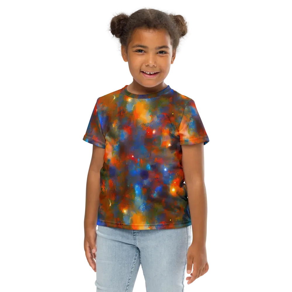 Blue Ember Bloom on Kids Crew Neck T-Shirt — Front