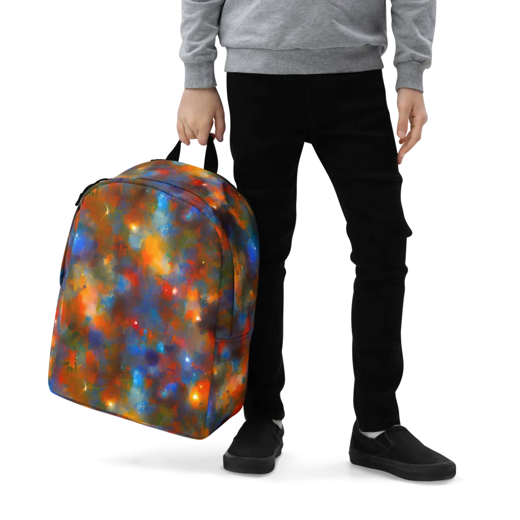 Blue Ember Bloom on Minimalist Backpack — Zoomed-in