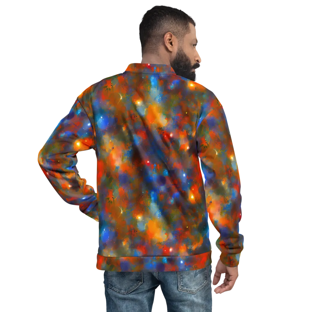 Blue Ember Bloom on Bomber Jacket — Back
