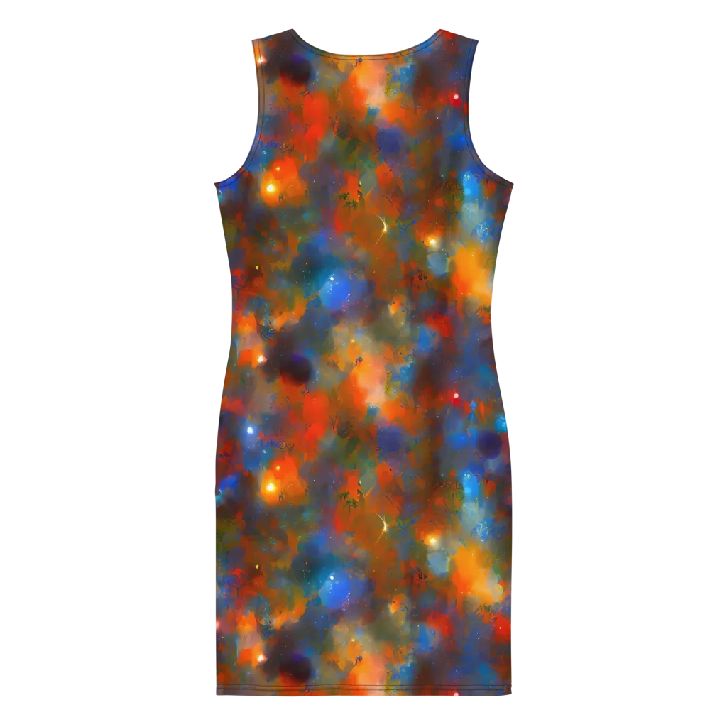 Blue Ember Bloom on Bodycon Dress — Back