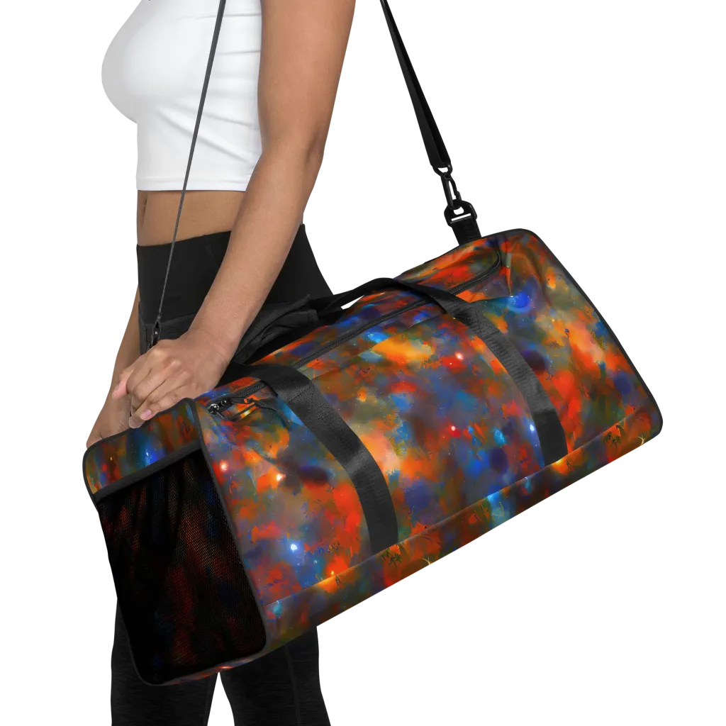Blue Ember Bloom on Duffle Bag — Front