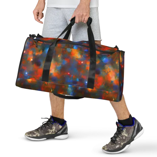 Blue Ember Bloom on a Duffle Bag