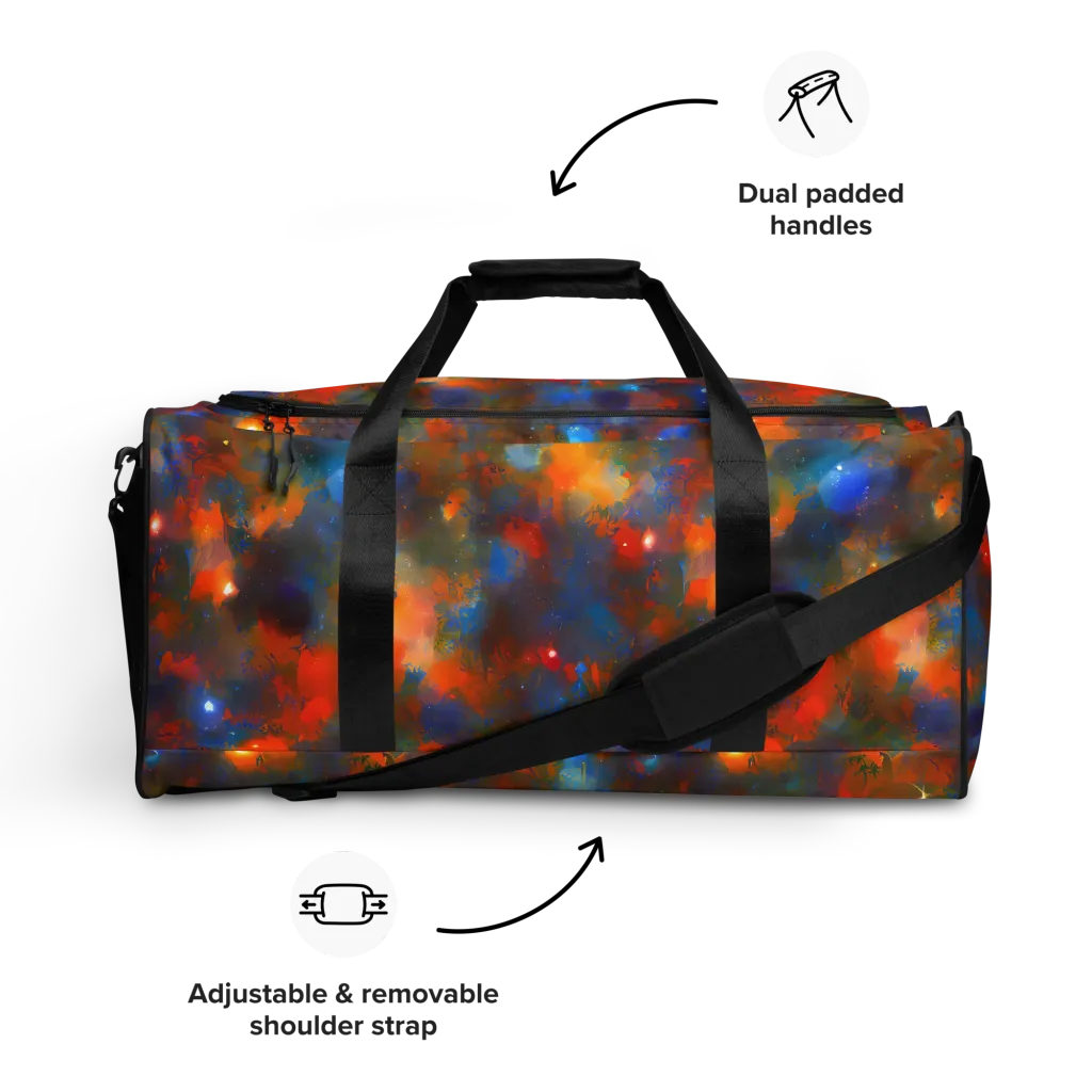 Blue Ember Bloom on Duffle Bag — Front