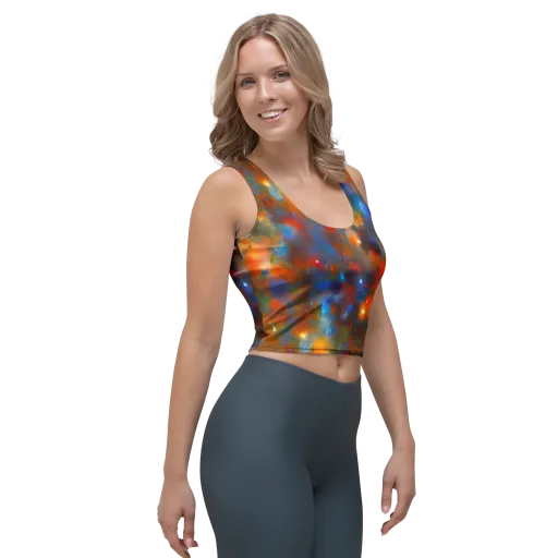Blue Ember Bloom on a Crop Top