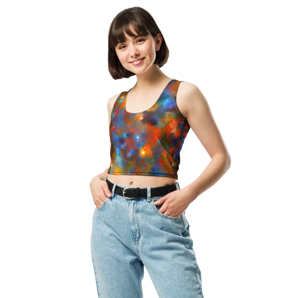 Blue Ember Bloom on Crop Top — Front