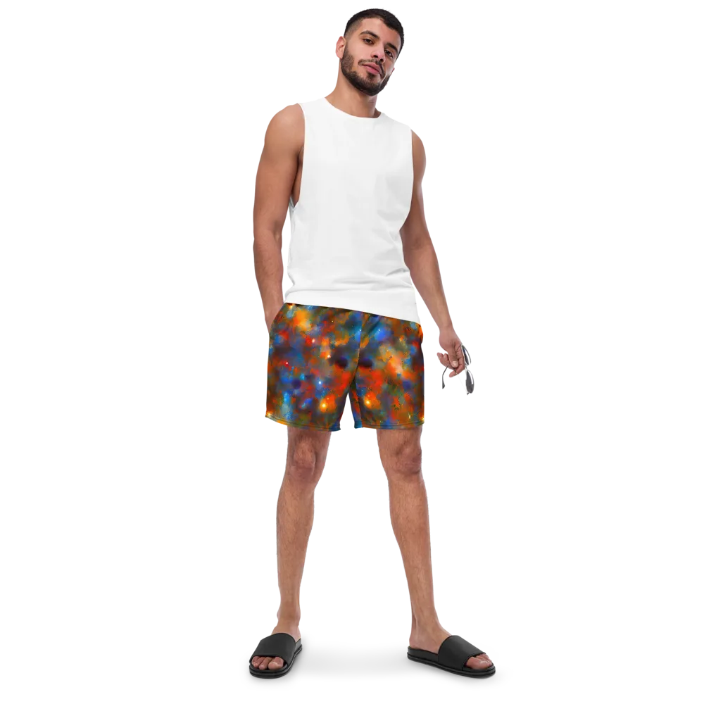 Blue Ember Bloom on Swim Trunks — Front