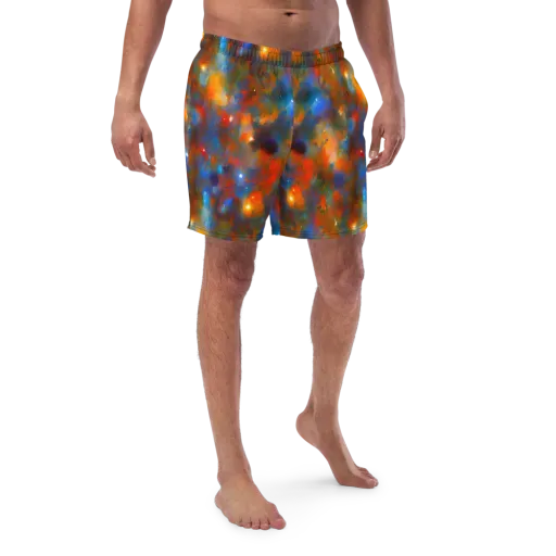 Blue Ember Bloom on a Swim Trunks