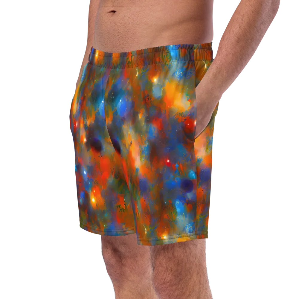 Blue Ember Bloom on Swim Trunks — Left Front
