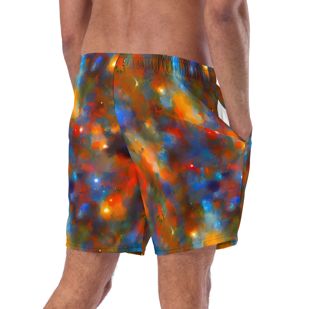 Blue Ember Bloom on Swim Trunks — Right Back