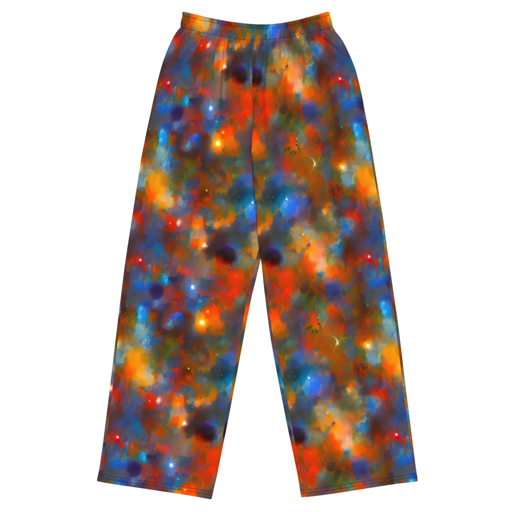 Blue Ember Bloom on Wide-Leg Pants — Front