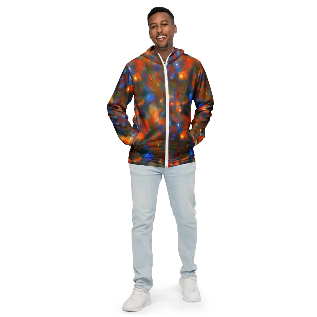 Blue Ember Bloom on Men's Windbreaker — Front
