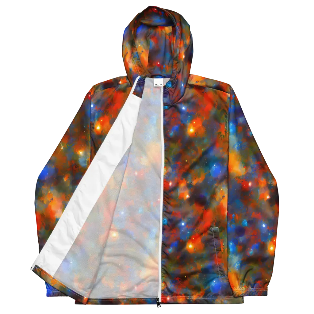 Blue Ember Bloom on Men's Windbreaker — Front