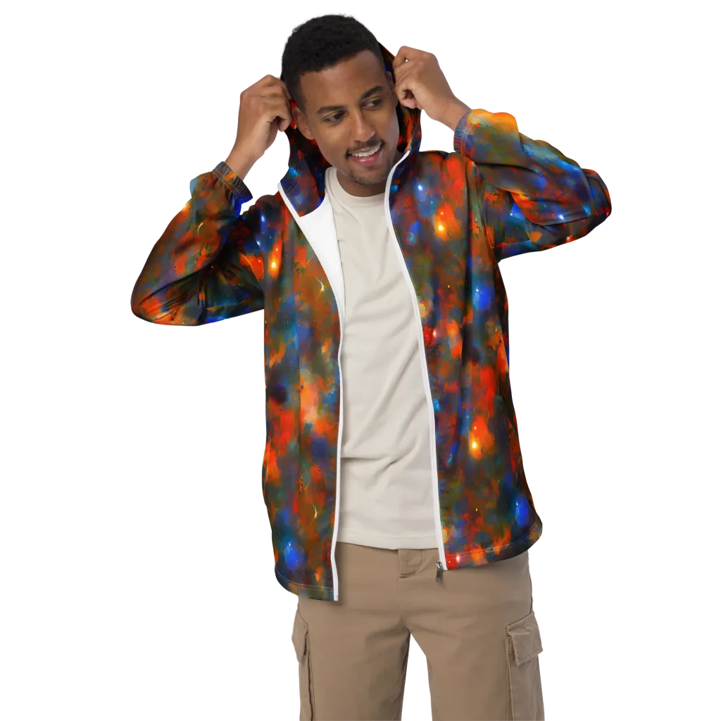 Blue Ember Bloom on Men's Windbreaker — Front