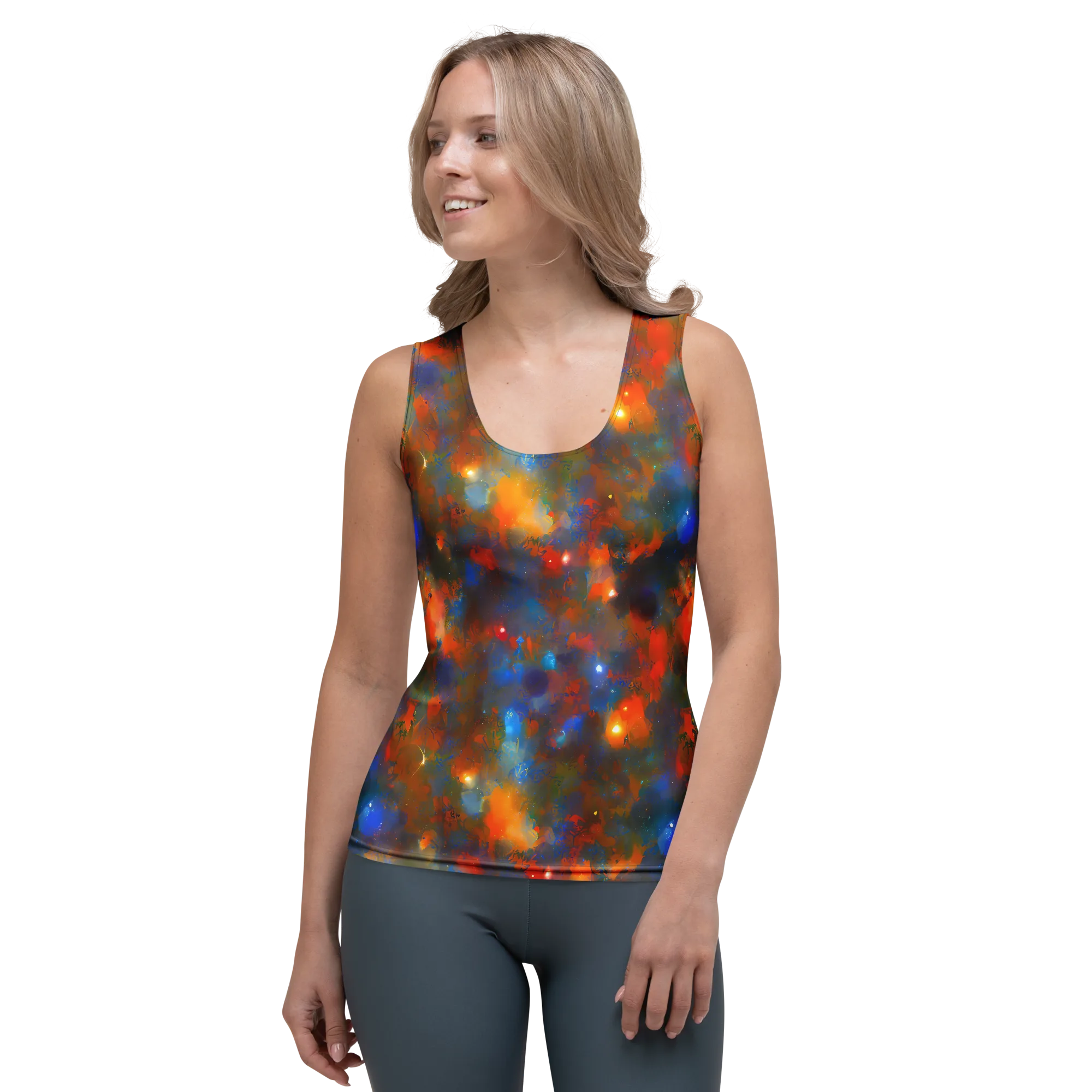 Blue Ember Bloom on Women's Tank Top — Front