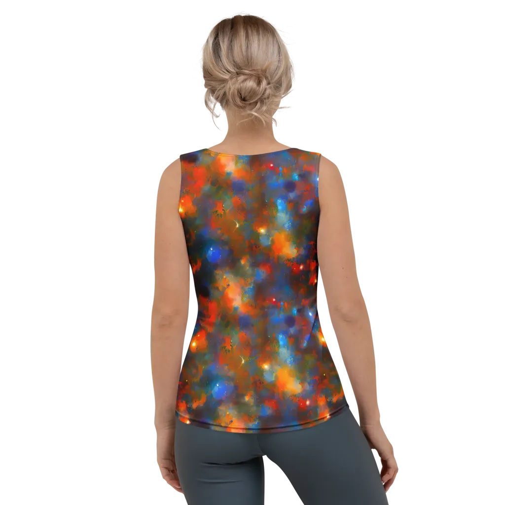 Blue Ember Bloom on Women's Tank Top — Back