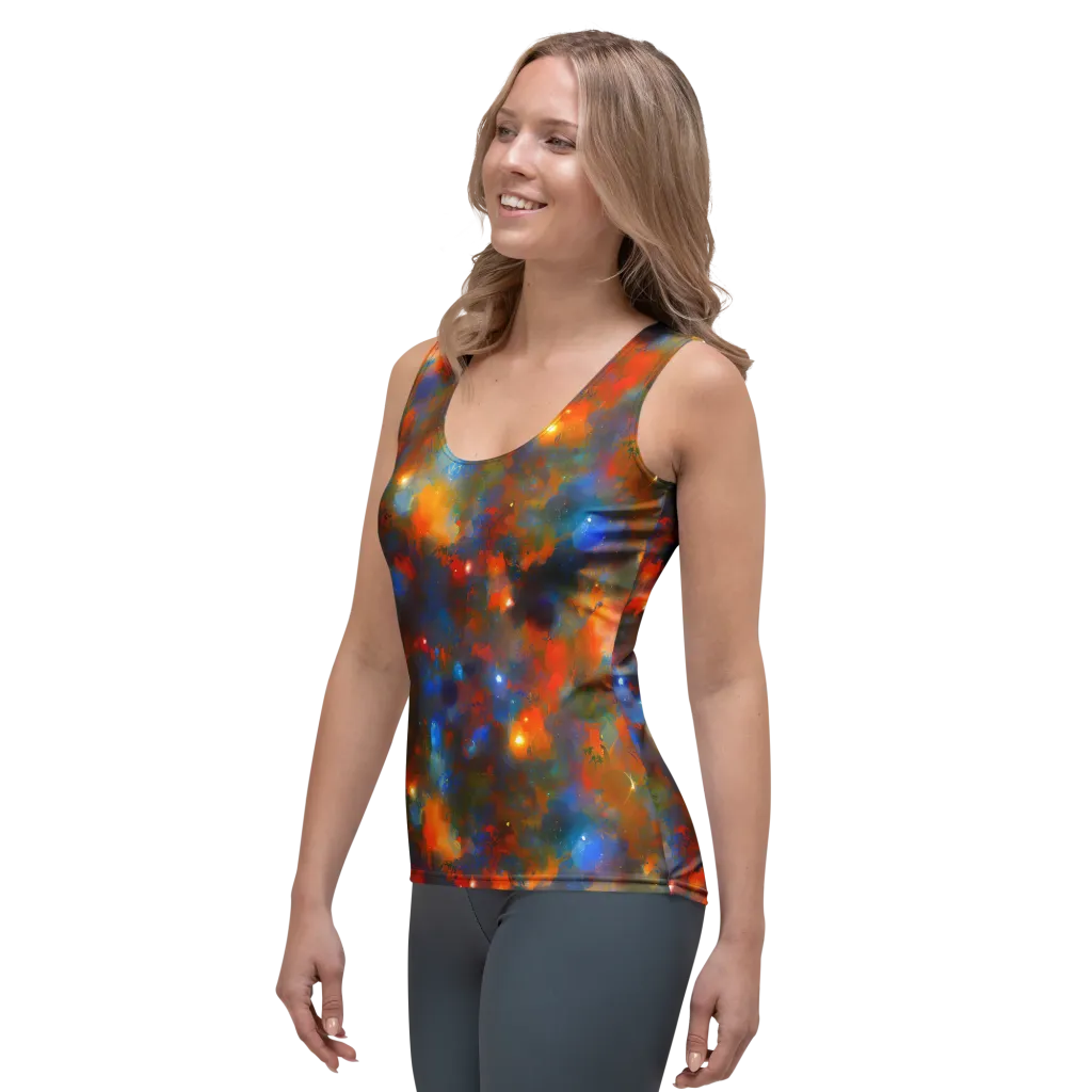 Blue Ember Bloom on Women's Tank Top — Left Front