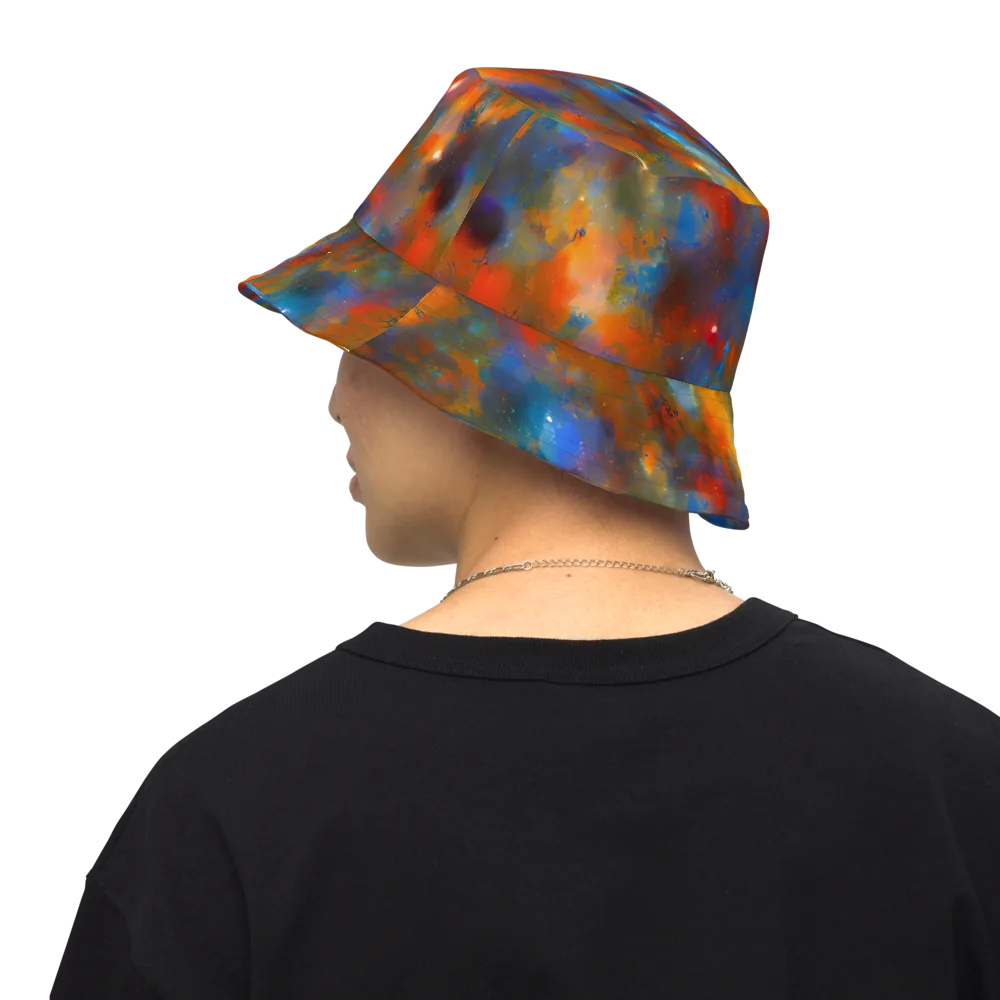 Blue Ember Bloom on Reversible Bucket Hat — Back Inside