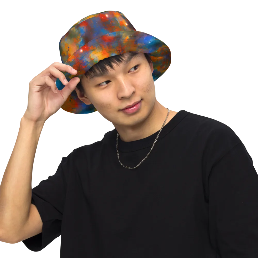 Blue Ember Bloom on Reversible Bucket Hat — Front Inside