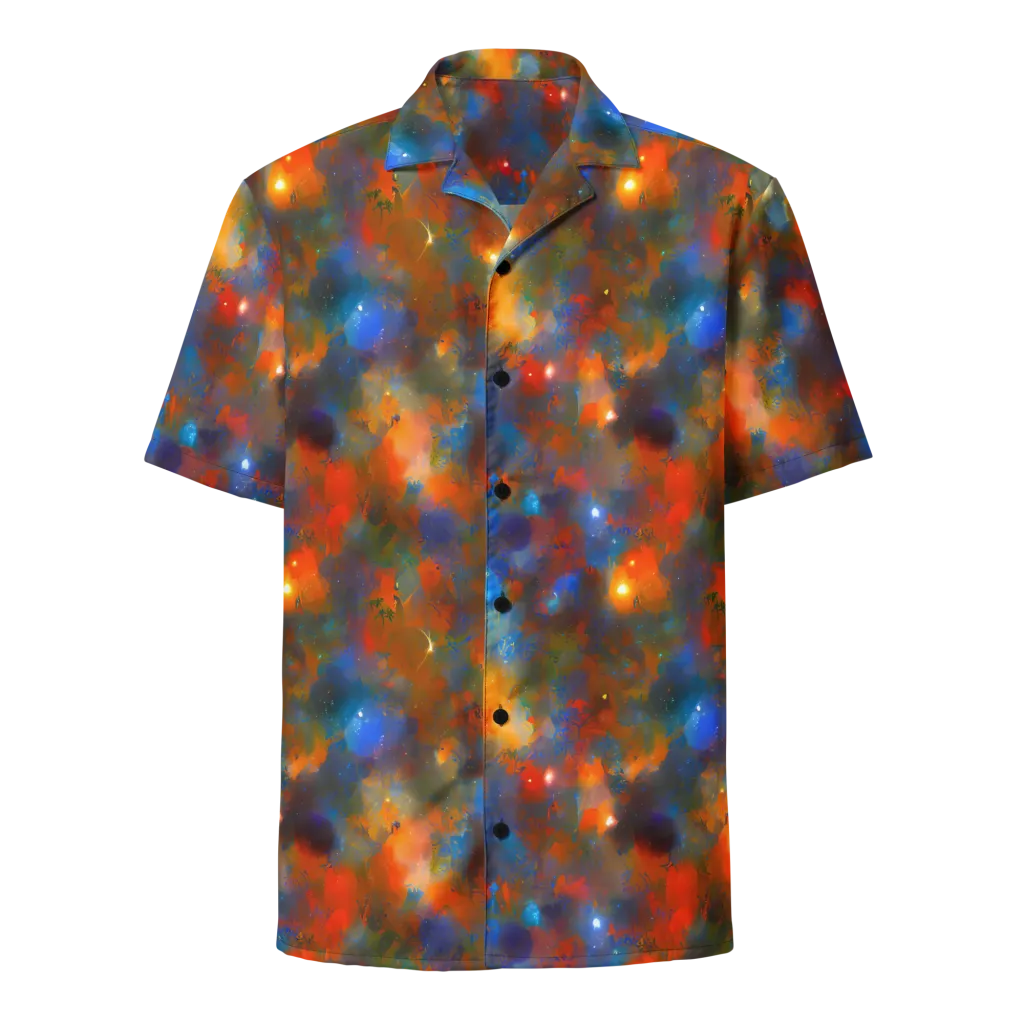 Blue Ember Bloom on Button Shirt — Front