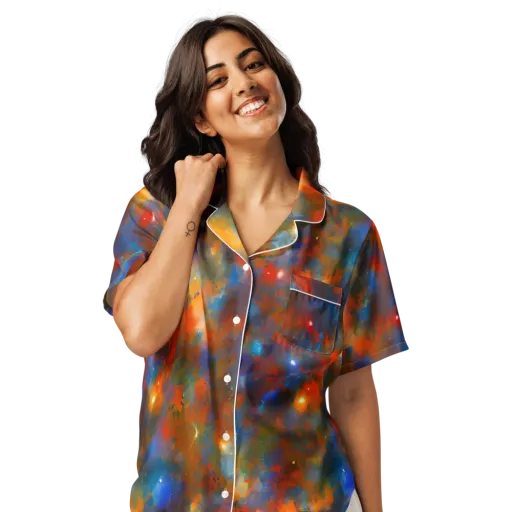 Blue Ember Bloom on a Women's Short Sleeve Pajama Top