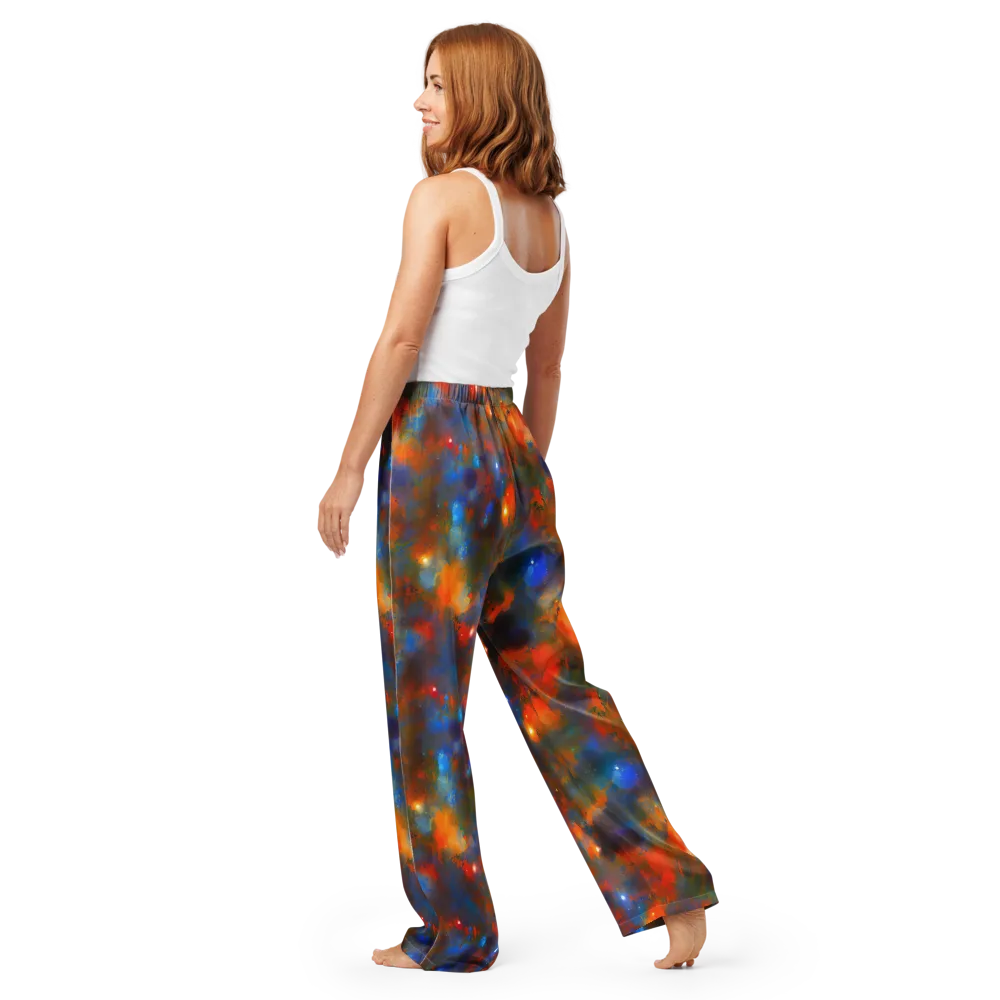 Blue Ember Bloom on Women's Pajama Pants — Back