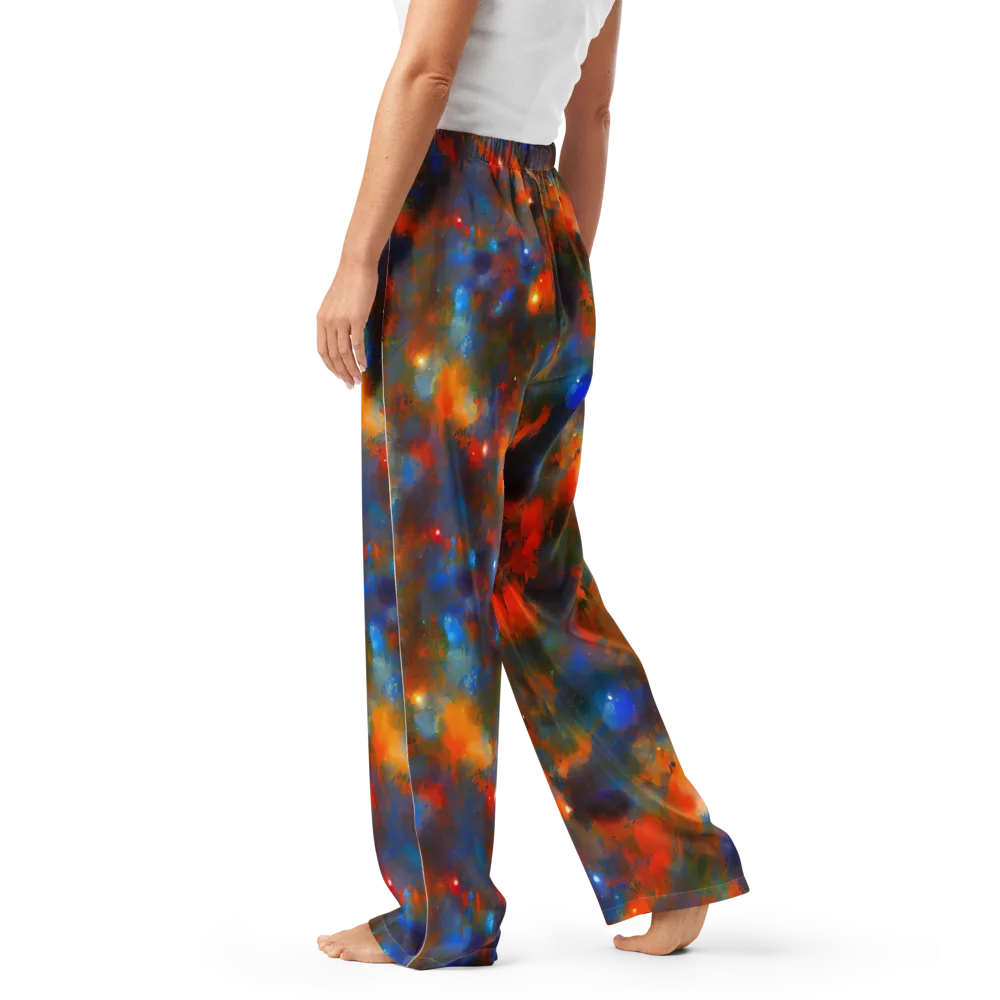 Blue Ember Bloom on Women's Pajama Pants — Left