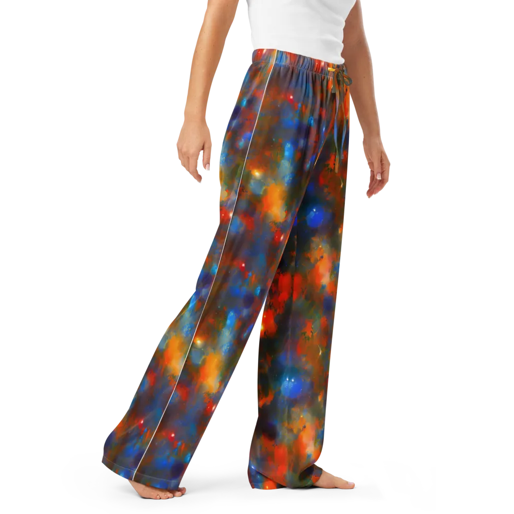 Blue Ember Bloom on Women's Pajama Pants — Right Front