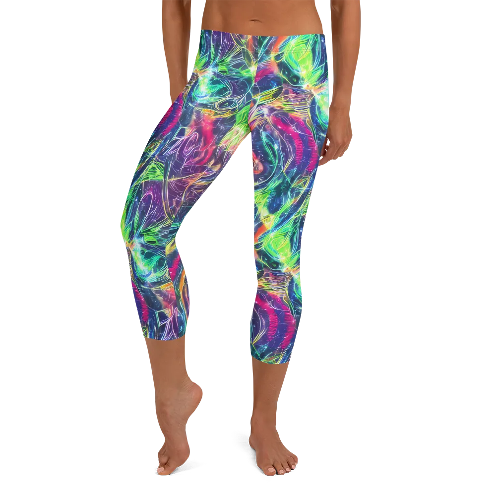 Electric Chromatic Drift on Capri Leggings — Front