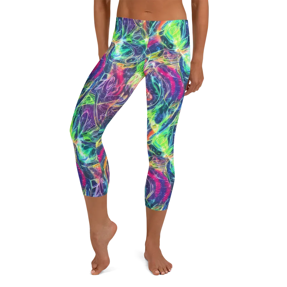 Electric Chromatic Drift on Capri Leggings — Front