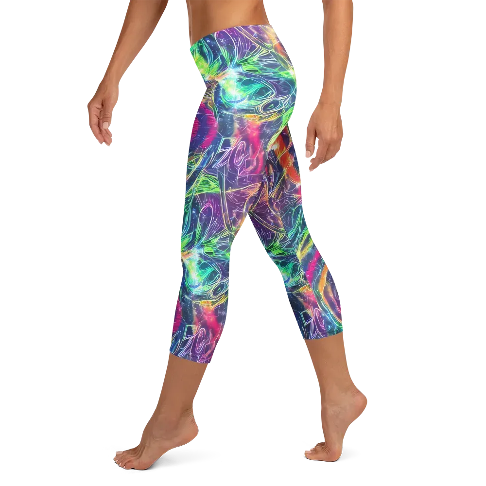 Electric Chromatic Drift on Capri Leggings — Left