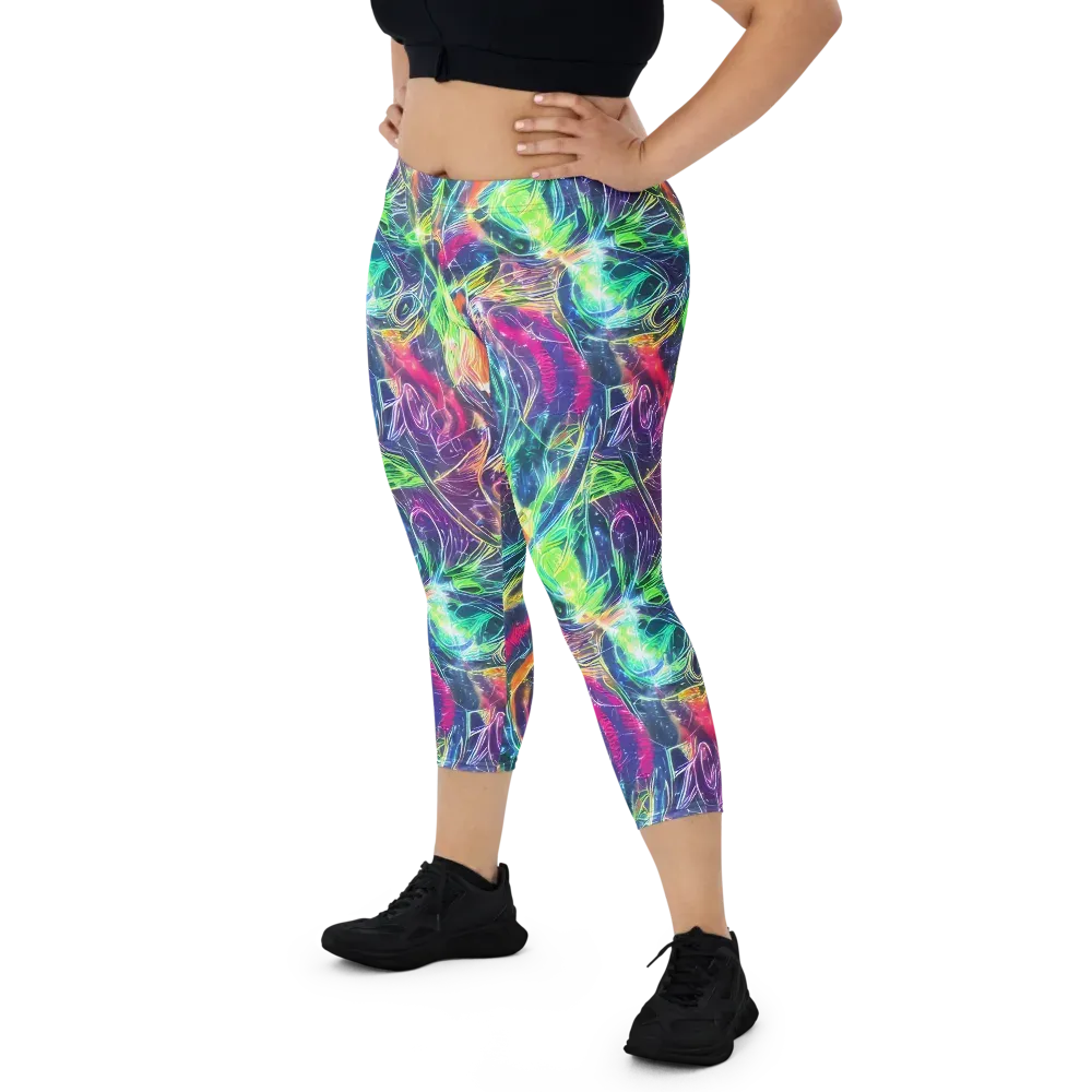 Electric Chromatic Drift on Capri Leggings — Front