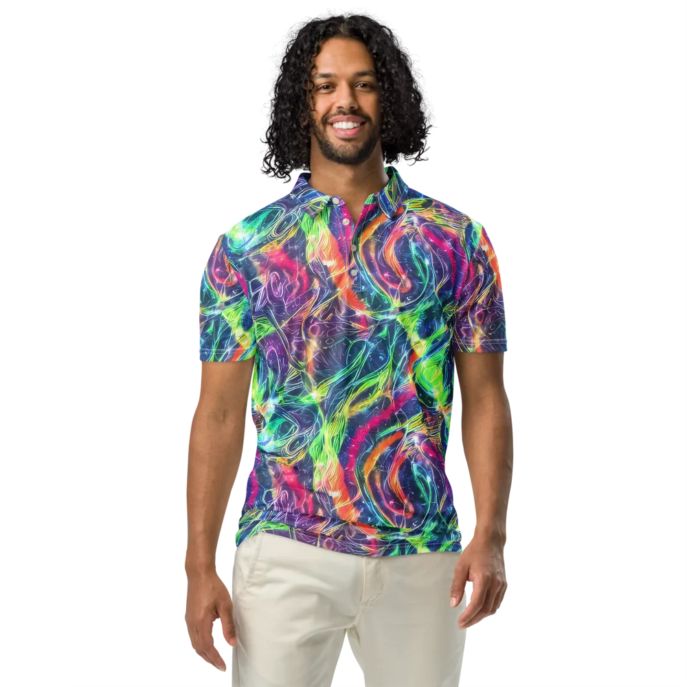 Electric Chromatic Drift on Men's Slim Fit Polo Shirt — Front