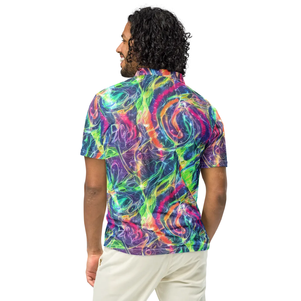 Electric Chromatic Drift on Men's Slim Fit Polo Shirt — Back