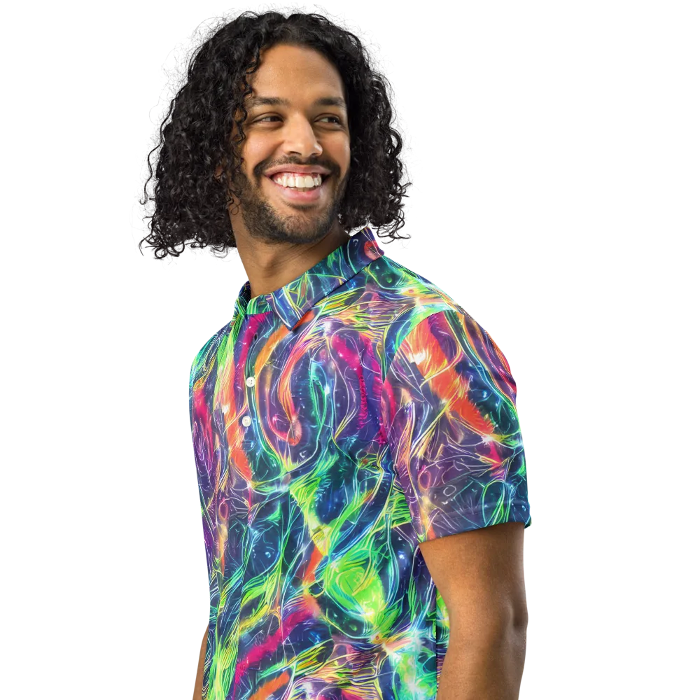 Electric Chromatic Drift on Men's Slim Fit Polo Shirt — Left Front
