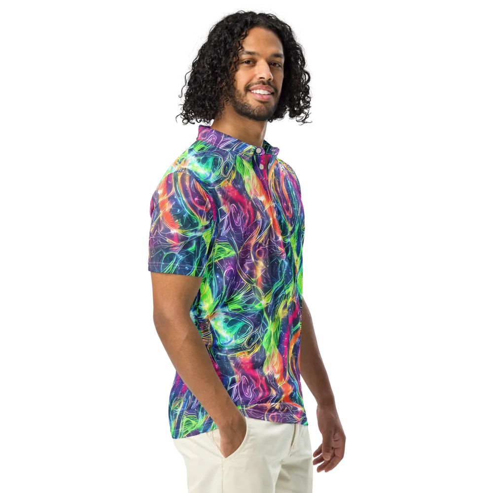 Electric Chromatic Drift on Men's Slim Fit Polo Shirt — Right Front
