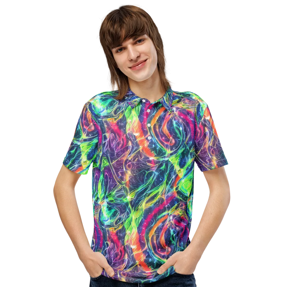 Electric Chromatic Drift on Men's Slim Fit Polo Shirt — Front