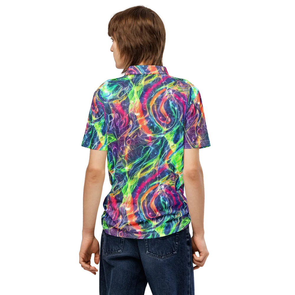 Electric Chromatic Drift on Men's Slim Fit Polo Shirt — Back