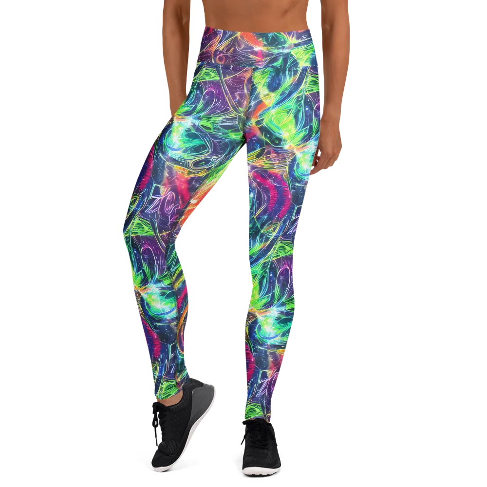 Electric Chromatic Drift on Yoga Leggings — Front