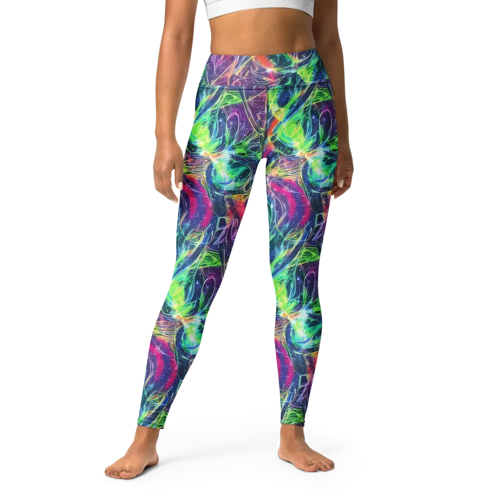 Electric Chromatic Drift on Yoga Leggings — Front