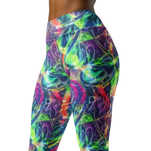 Electric Chromatic Drift on a Yoga Leggings