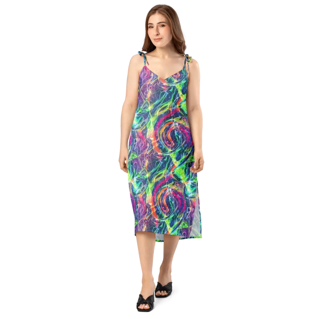 Electric Chromatic Drift on Slip Dress — Front