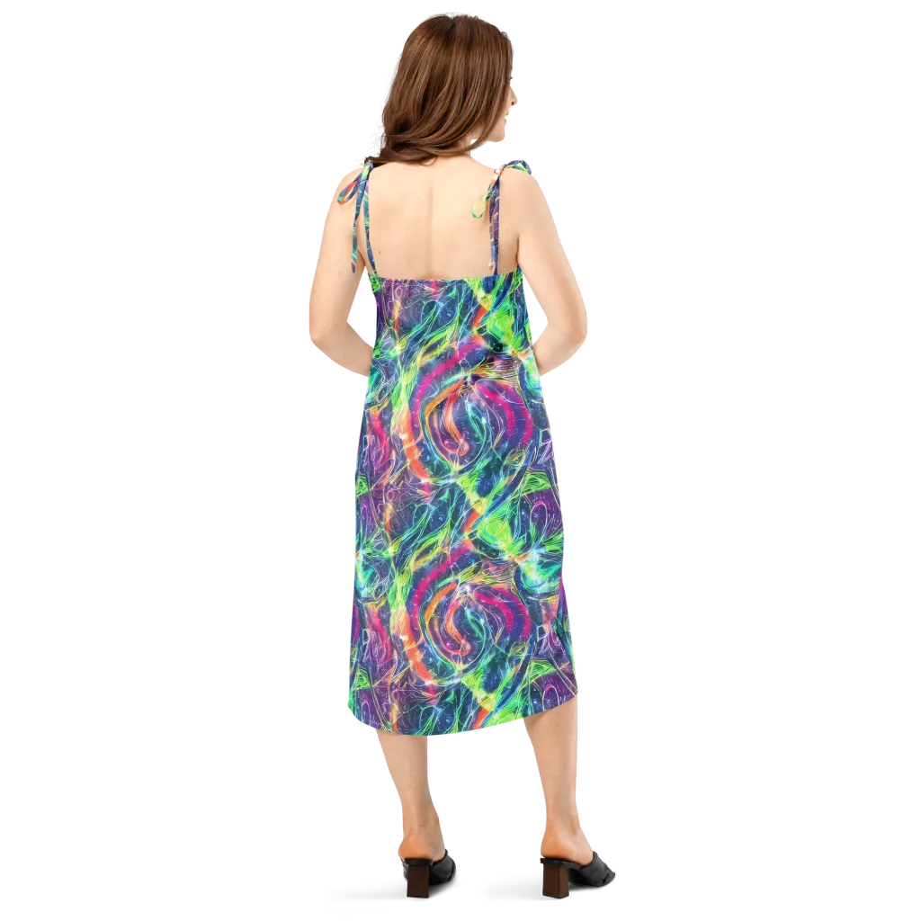 Electric Chromatic Drift on Slip Dress — Back