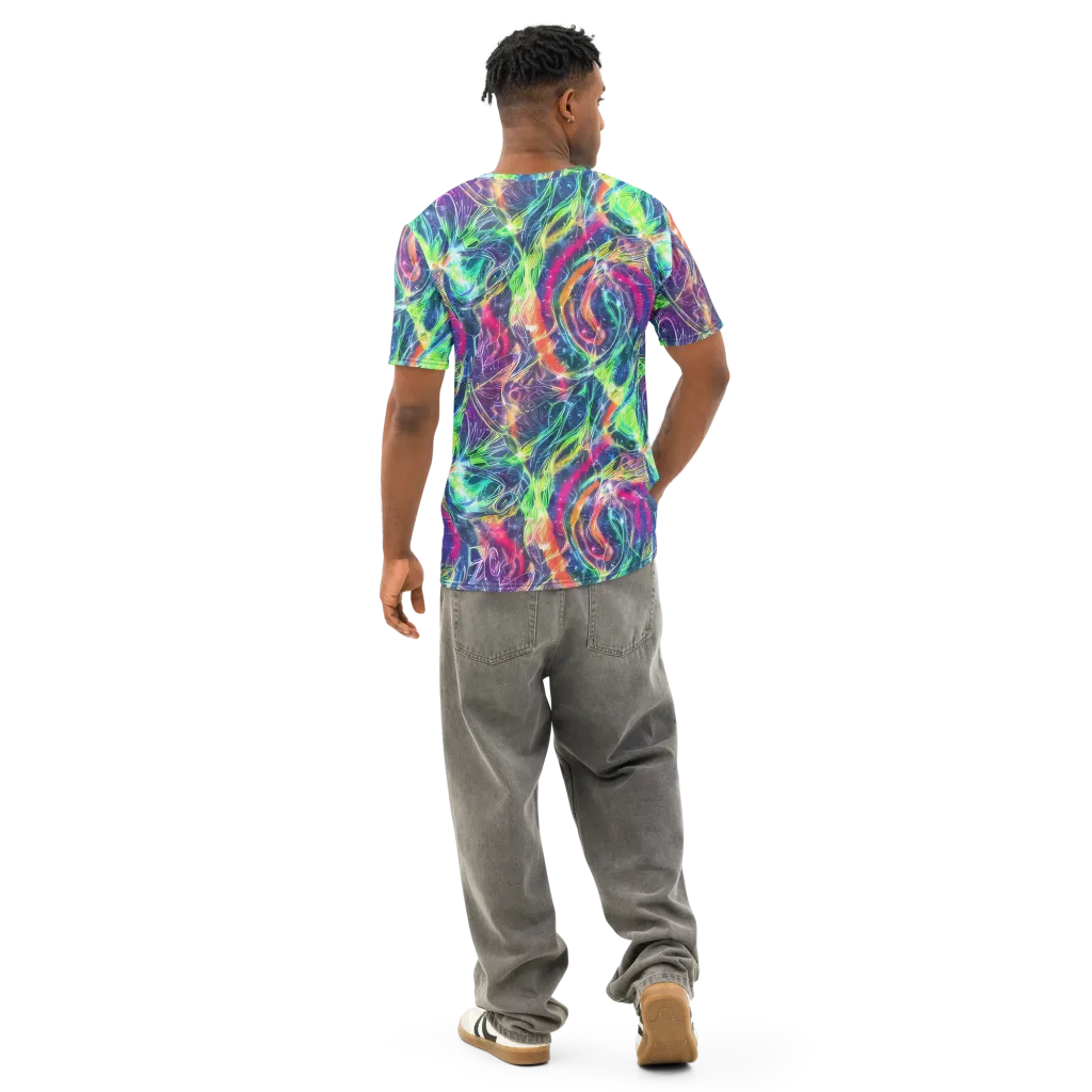 Electric Chromatic Drift on Men's Cotton Crew Neck T-Shirt — Back